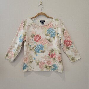 Ann Taylor Silk Print Knit Top, Size Medium
